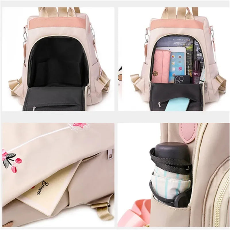 Sac à dos oxford anti vol élégant avec broderie