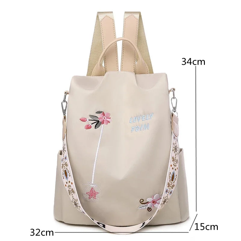 Sac à dos oxford anti vol élégant avec broderie