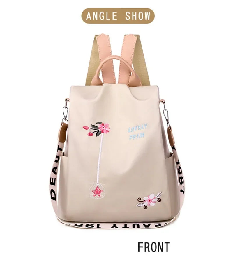 Sac à dos oxford anti vol élégant avec broderie