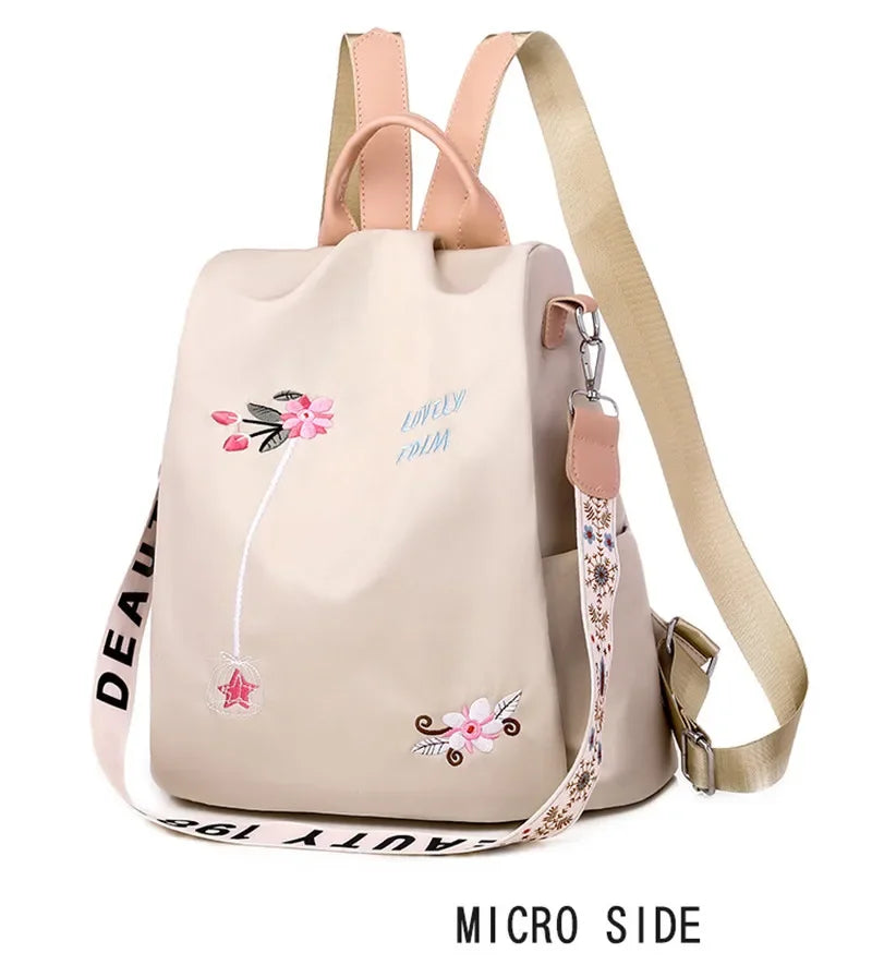 Sac à dos oxford anti vol élégant avec broderie