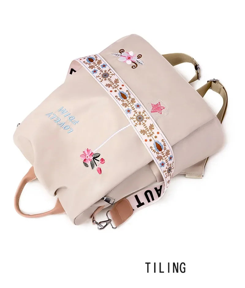 Sac à dos oxford anti vol élégant avec broderie